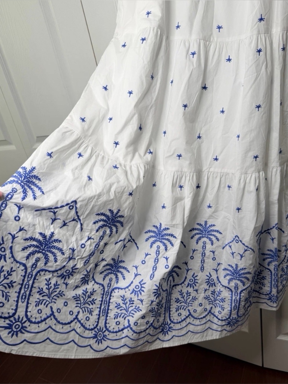 CALYPSO ST BARTH BLUE AND WHITE EMBROIDERY V-NECK MAXI DRESS M NWT - Picture 13 of 15